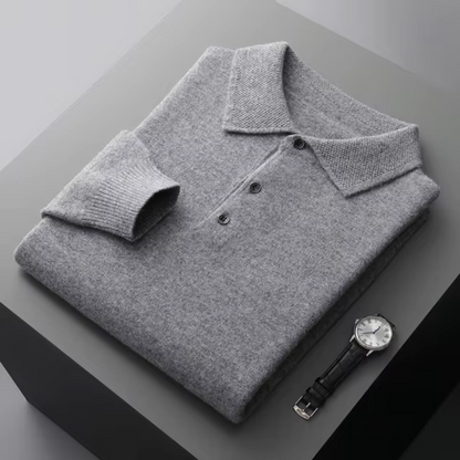 Herrtröja med krage – Merinoull – Normal passform – Ribbad kant – Smart casual