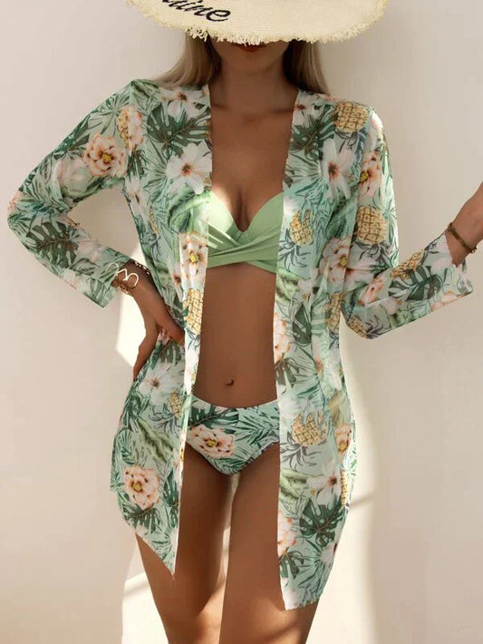 Dam Bikini Set – Hög Midja – Omlottopp – Justerbara Band – Stretchig Andningsbar Textil