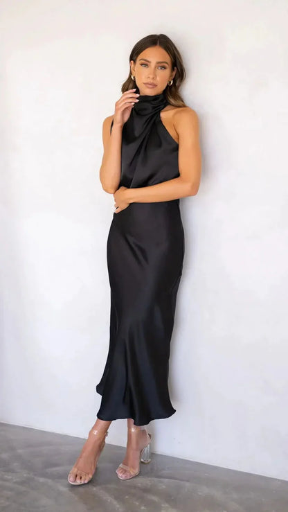 Klänning för Dam - One-Shoulder Asymmetrisk Design - Elegant Satinfinish - Midi-Längd
