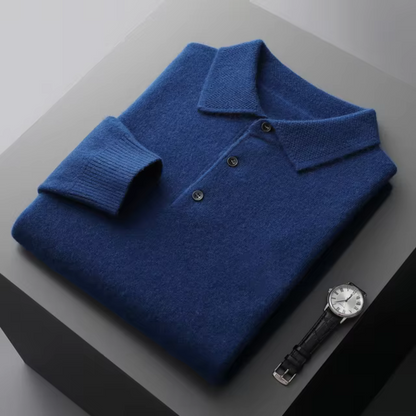 Herrtröja med krage – Merinoull – Normal passform – Ribbad kant – Smart casual
