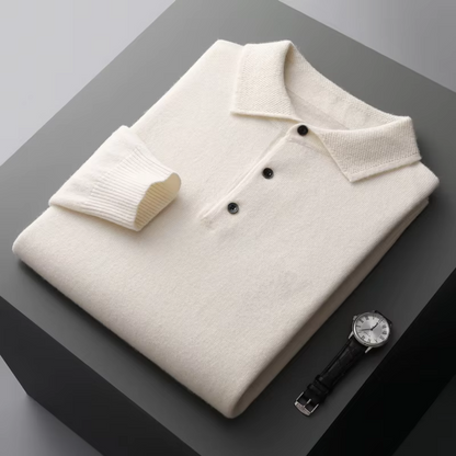 Herrtröja med krage – Merinoull – Normal passform – Ribbad kant – Smart casual