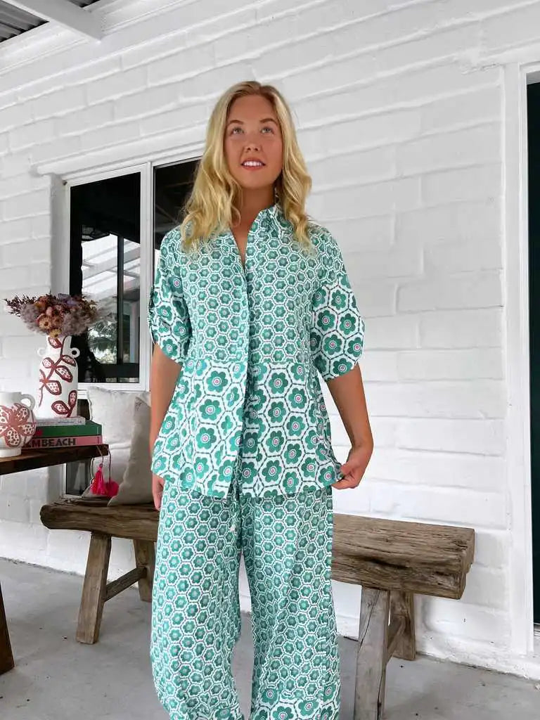 Damjumpsuit - Avslappnad passform - Geometriskt mönster - Avslappnad stil