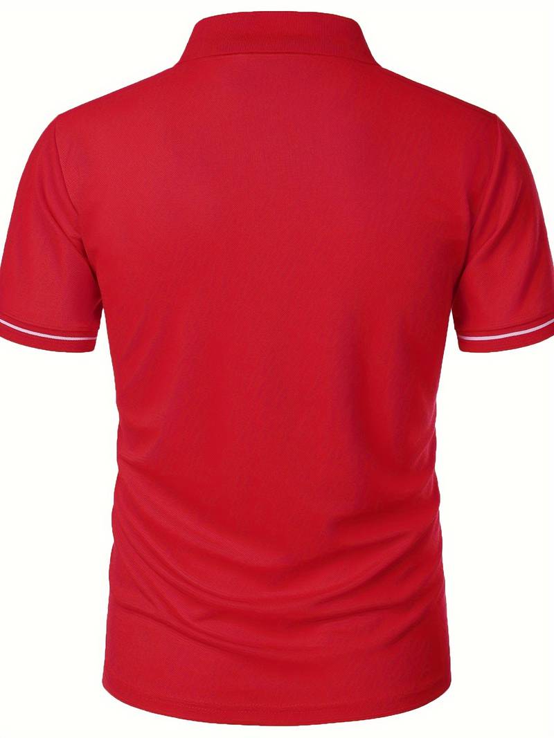 Herr Polotröja - Stretchig Passform - Kort Ärml - Dragkedja Krage - Sportig Stil