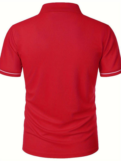 Herr Polotröja - Stretchig Passform - Kort Ärml - Dragkedja Krage - Sportig Stil