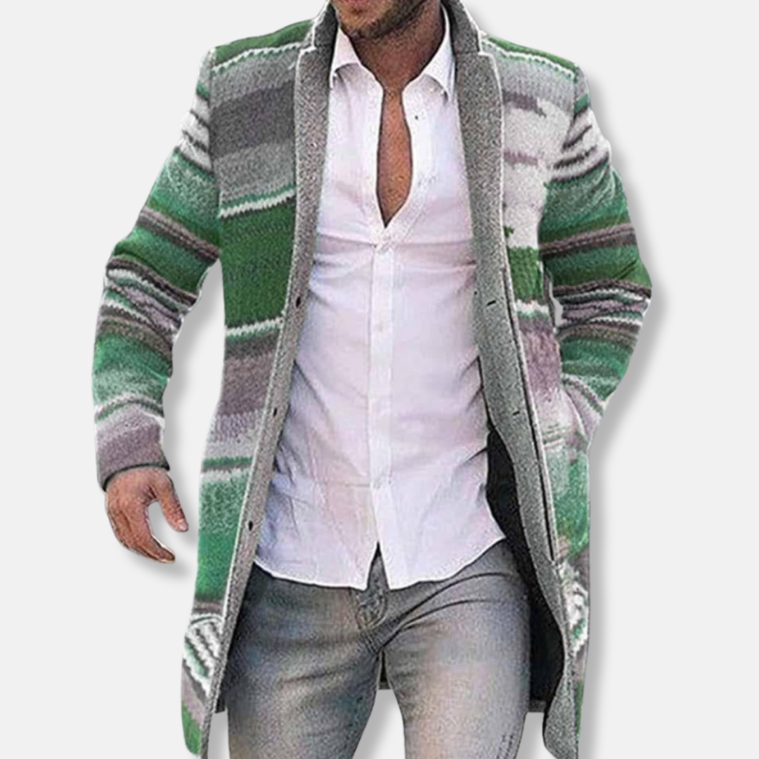 Markus Ull Oversized Kappa | Randigt Mönster Varm Kappa