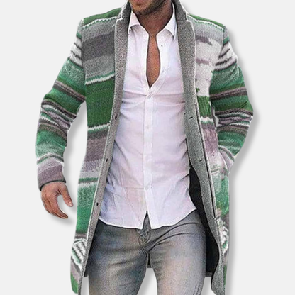 Markus Ull Oversized Kappa | Randigt Mönster Varm Kappa