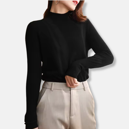 Damtröja – Slim Fit – Lättstickad – Polokrage – Ribbad ärmslut