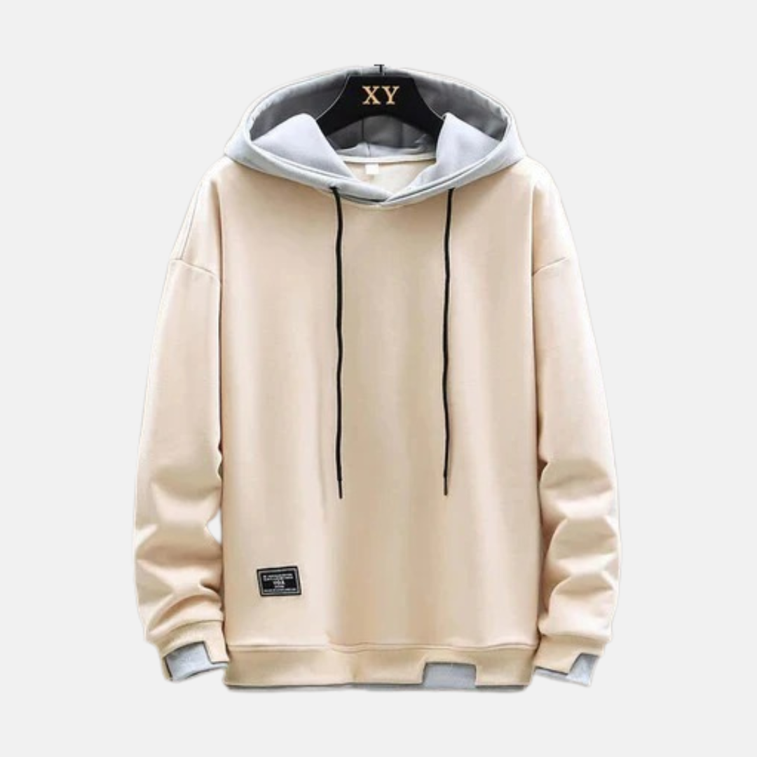 Herrhoodie – Oversize Passform – Dubbellager Huvud – Ribbad Kant & Dragsko