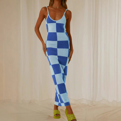 Klänning dam – Maxi Bodycon – Spagettiband – Abstrakt mönster – Stretchtyg