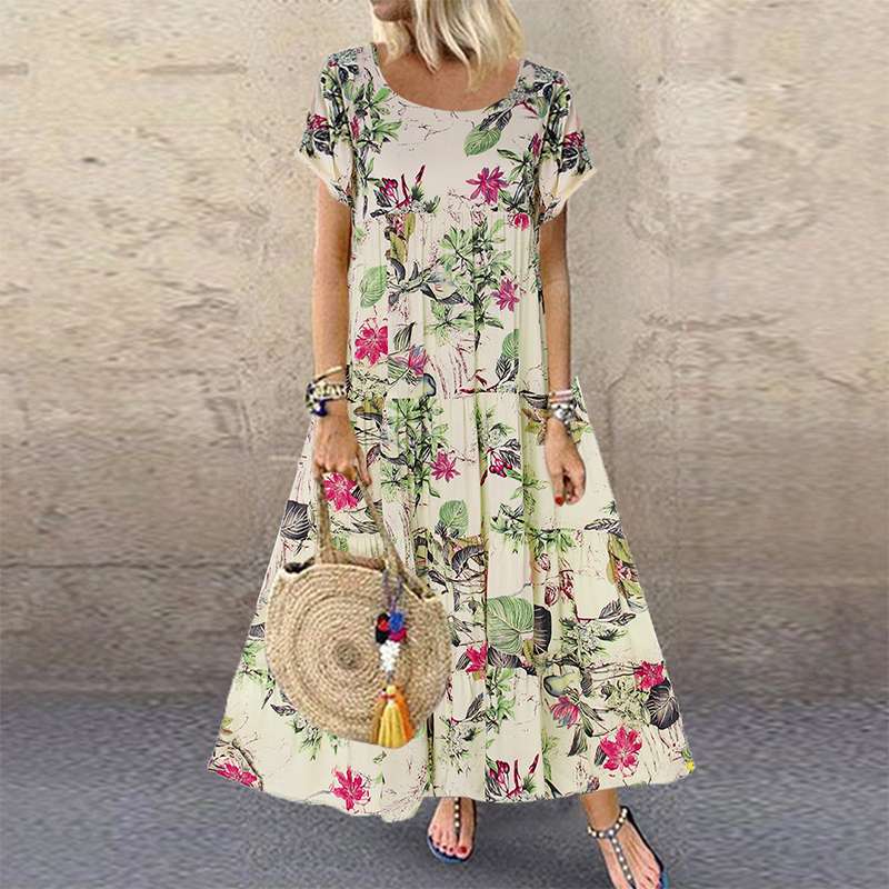 Michele - Bekväm blommig maxiklänning