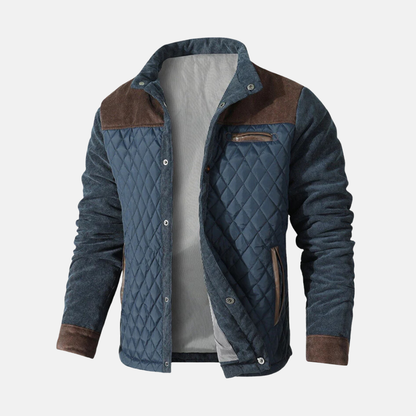 Herrjacka quiltad – normal passform – diamantmönster – kontrastdetaljer – dragkedjefickor