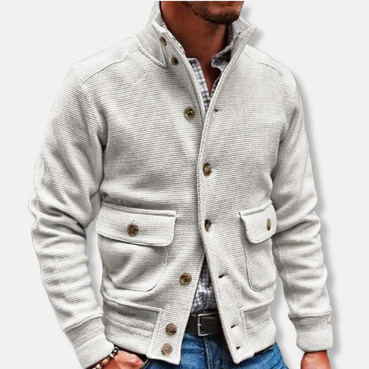 Herrjacka – Slim Fit – Hög Krage – Knappstängning – Flappfickor – Vardagsstil