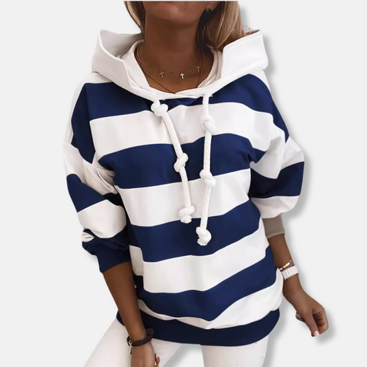 Dam Hoodie – Oversized Passform – Bomullsblandning – Randig Design