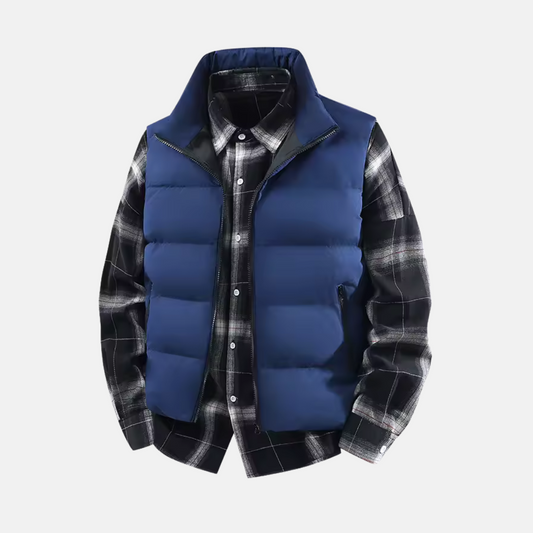 Herrväst – Vadderad Puffer – Regular Fit – Ståkrage – Quiltad Ytterväst
