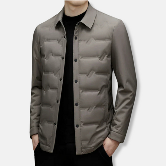 Herrjacka – Slim Fit – Lätt Dunfodrad – Knäppning – Affärsledig Stil