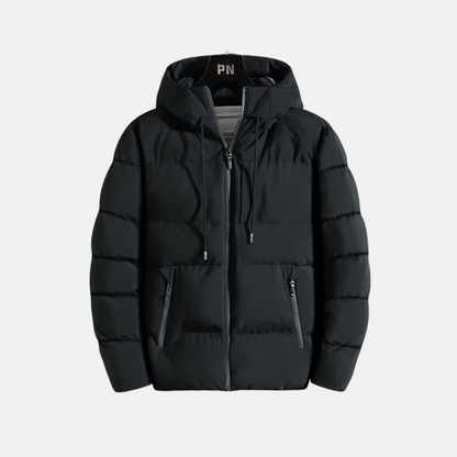 Herr Hooded Jacka – Slim Fit – Vadderad Quiltad – Fodrad med Bomull – Dragkedja