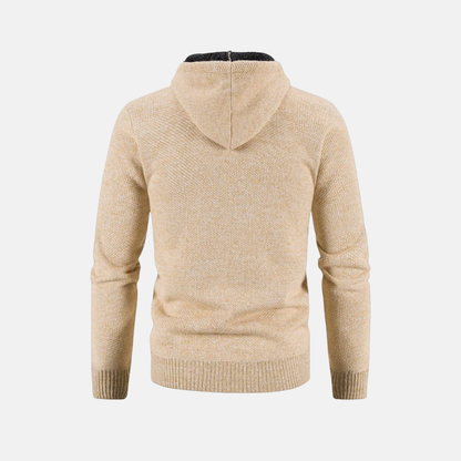 Herrtröja med Huva – Regular Fit – Fleecefodrad – Dragkedja – Ribbad Kant