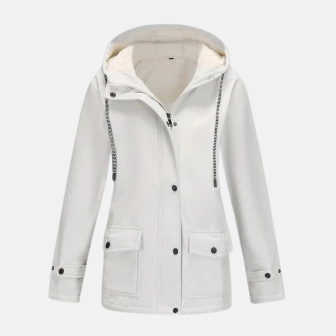 Damjacka med huva – Vattenavvisande – Fleecefodrad – Justerbara muddar – Mellanlång