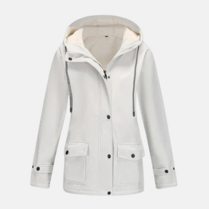 Damjacka med huva – Vattenavvisande – Fleecefodrad – Justerbara muddar – Mellanlång