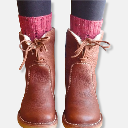 Damstövletter – Skinnöverdel – Varmfodrade – Snörning – Bekväm Passform