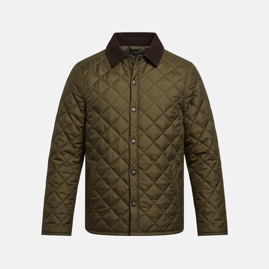 Herrjacka – Quiltad – Regular Fit – Diamantmönster – Cordkrage – Knäppning med Knappar