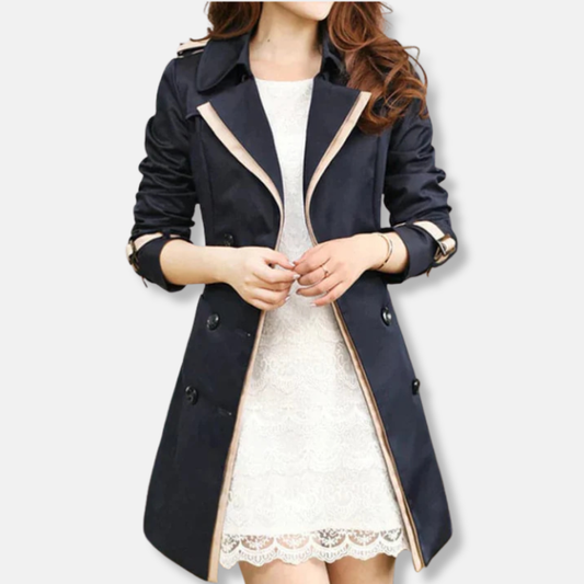 Kvinnors Trenchcoat - Dubbelknäppt - Skräddarsydd Passform - Klassisk Design