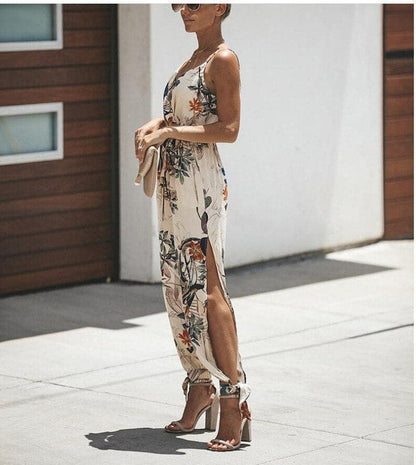 Damjumpsuit – Lös passform – Spagettiband – Hög slits – Andningsbart tyg