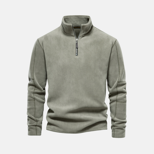 Herrtröja Fleece – Regular Fit – Halvdragkedja – Ståkrage – Strukturerade Paneler
