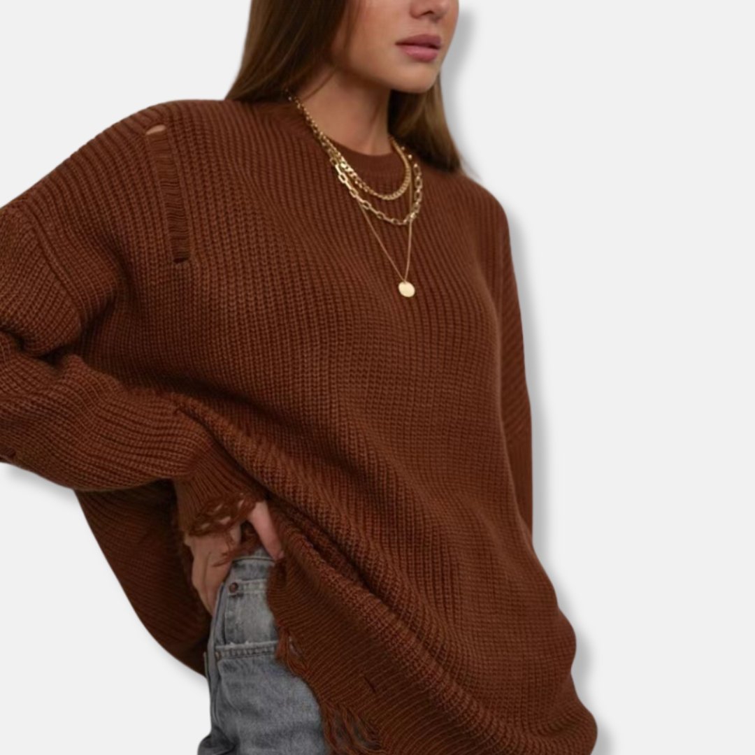 Damklänning – Minilängd – Oversize passform – Ribbstickad – Ballongärmar – Bälte