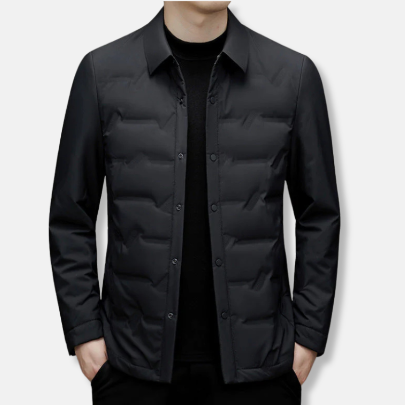 Herrjacka – Slim Fit – Vadderad Quiltad – Vattenavvisande – Knapplåsning – Höftlängd