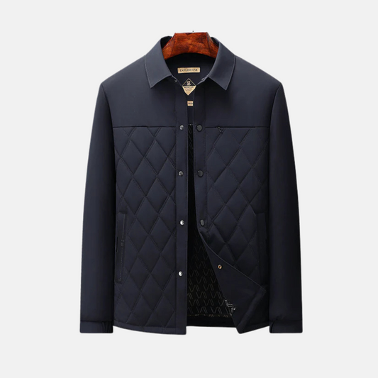 Herrjacka – Vadderad Quiltad Design – Regular Fit – Skjortkrage – Knäppning