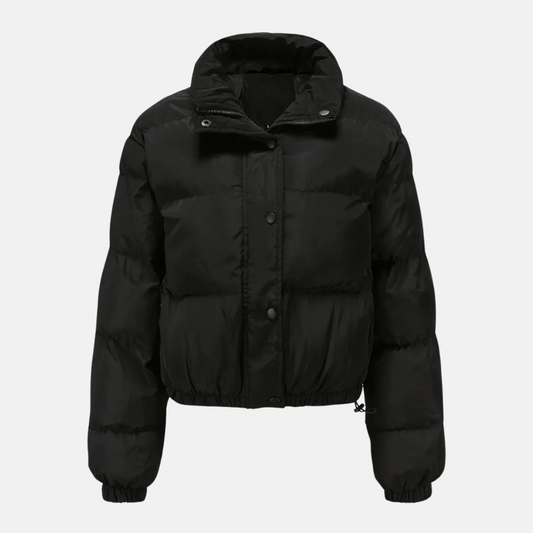 Dam Pufferjacka – Oversized Passform – Hög Krage – Justerbar Kort Fåll