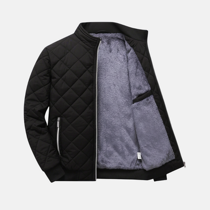 Herr Bomberjacka – Kviltad Design – Mjuk Fleecefoder – Ribbad Kant – Dragkedja