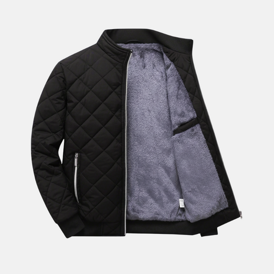 Herr Bomberjacka – Kviltad Design – Mjuk Fleecefoder – Ribbad Kant – Dragkedja