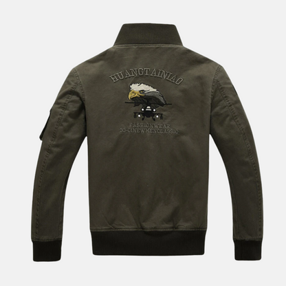 Herr Bomberjacka – Slim Fit – Broderade Patchar – Mjukt Foder – Ribbade Detaljer