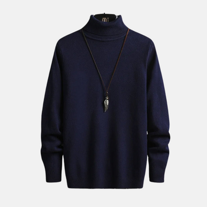 Herrpolotröja – Slim Fit – Finstickad Ull – Ribbad Kant och Manschett