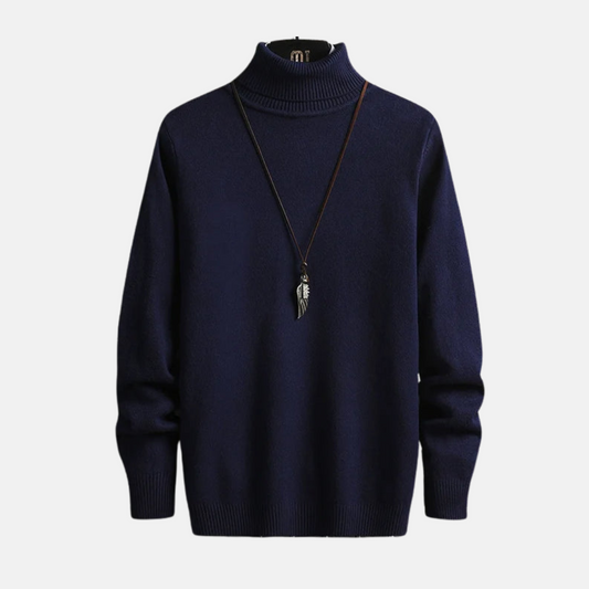 Herrpolotröja – Slim Fit – Finstickad Ull – Ribbad Kant och Manschett
