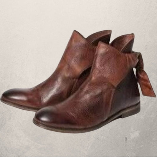 Dam Ankelboots – Skinn – Smal Passform – Omlottknut – Platt Sula