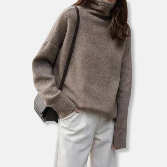 Damtröja med polokrage – Avslappnad passform – Ribbstickad – Höftlängd