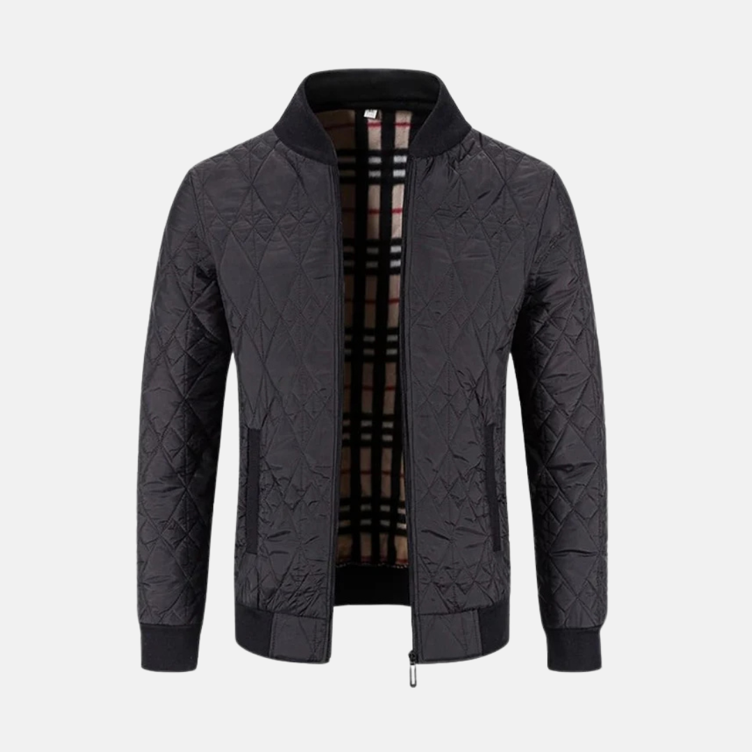 Herr Bomberjacka – Quiltat Tyg – Normal Passform – Ribbade Kanter – Hel Dragkedja