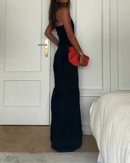 Dam Jumpsuit - Axelbandslös - Vida Ben - Fickor - Elegant och Bekväm