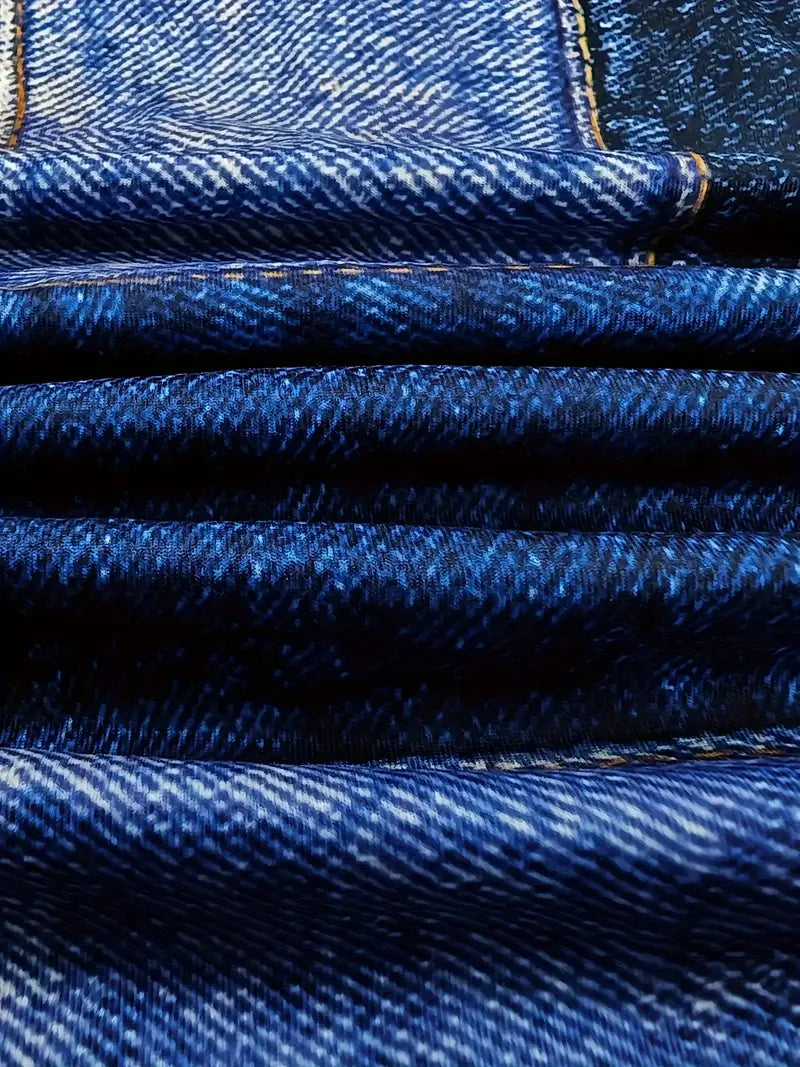 Damklänning - Figurnära Midi - V-ringning - Ärmlös Patchwork Denim Look