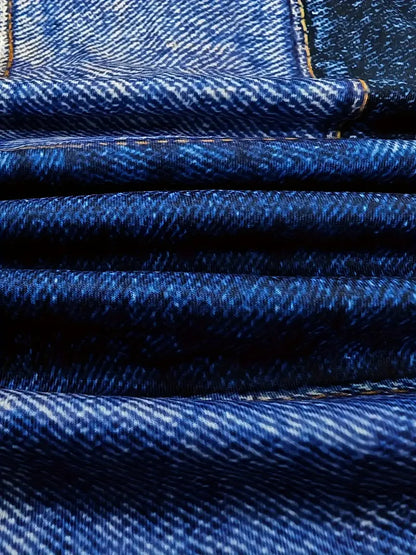 Damklänning - Figurnära Midi - V-ringning - Ärmlös Patchwork Denim Look