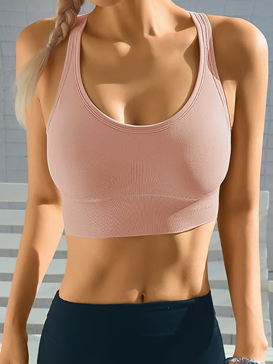 Dam sport-bh – medelhög support – sömlös stretch – racerback – andningsbart material