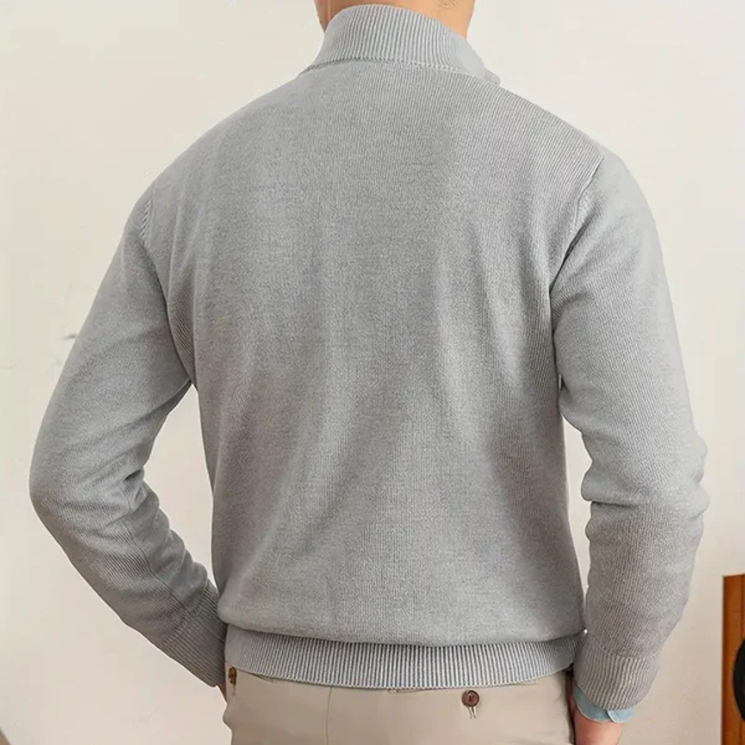 Herrtröja med halv dragkedja – 100% bomull – Regular fit – Ribbad kant – Smart casual