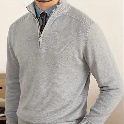 Herrtröja med halv dragkedja – 100% bomull – Regular fit – Ribbad kant – Smart casual
