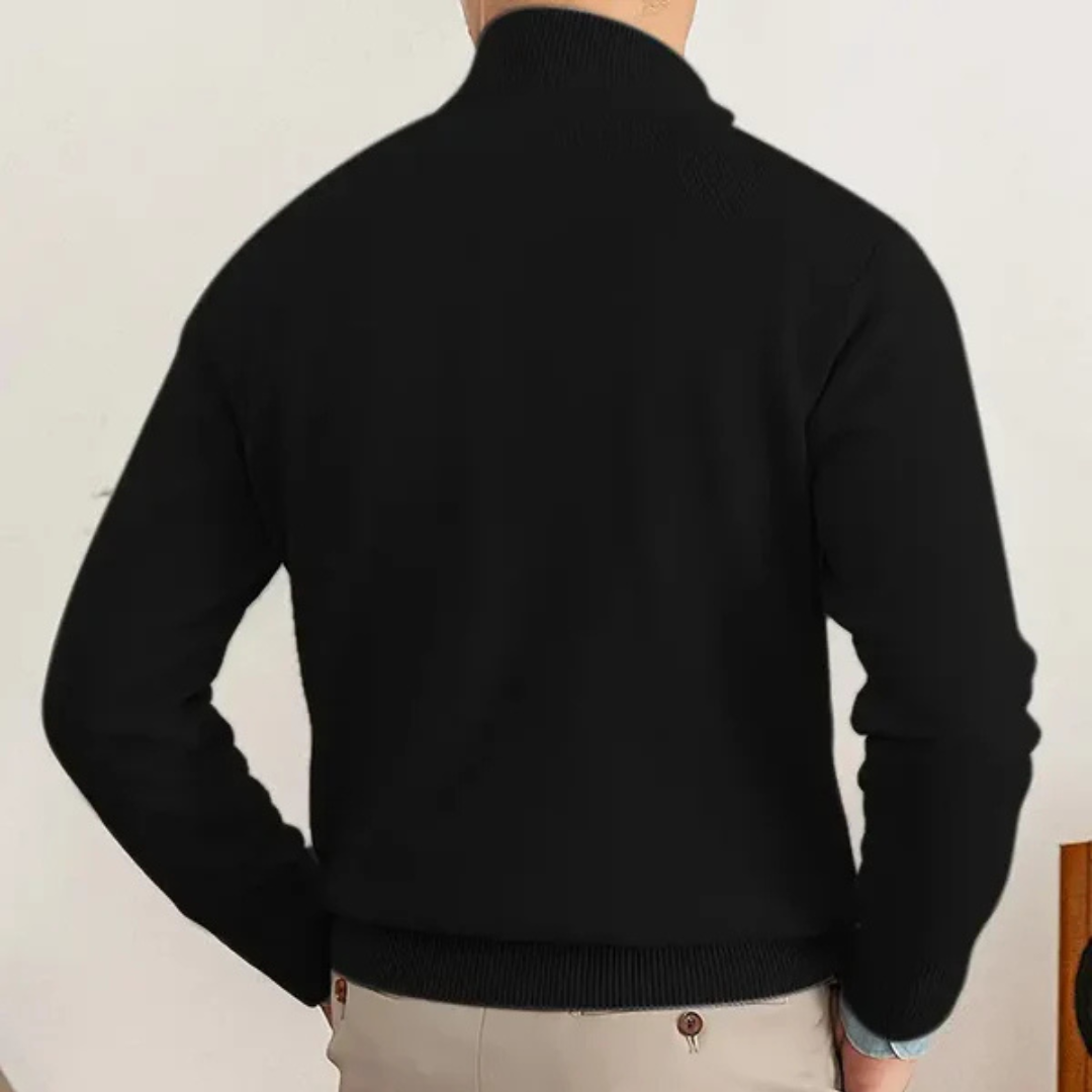 Herrtröja med halv dragkedja – 100% bomull – Regular fit – Ribbad kant – Smart casual