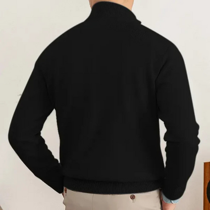 Herrtröja med halv dragkedja – 100% bomull – Regular fit – Ribbad kant – Smart casual