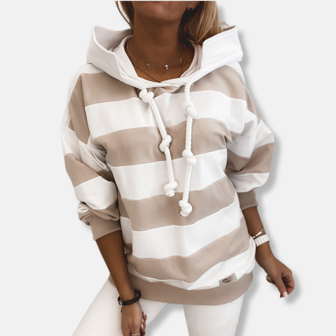 Dam Hoodie – Oversized Passform – Bomullsblandning – Randig Design