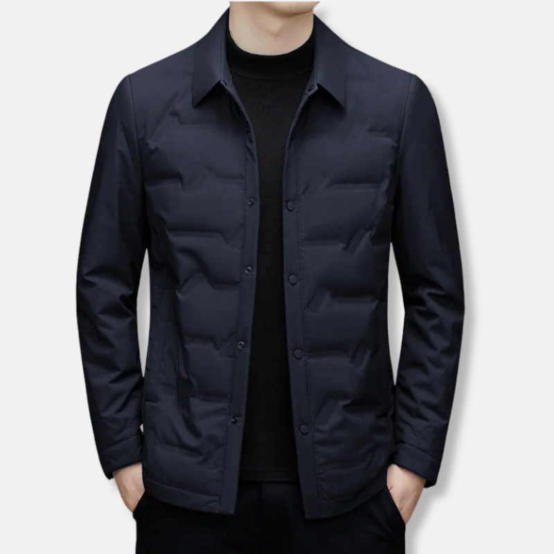 Herrjacka – Slim Fit – Vadderad Quiltad – Vattenavvisande – Knapplåsning – Höftlängd